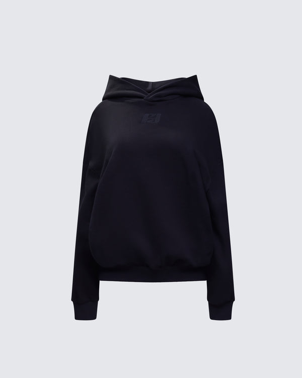 finesse Azariah Black Oversized Hoodie Top