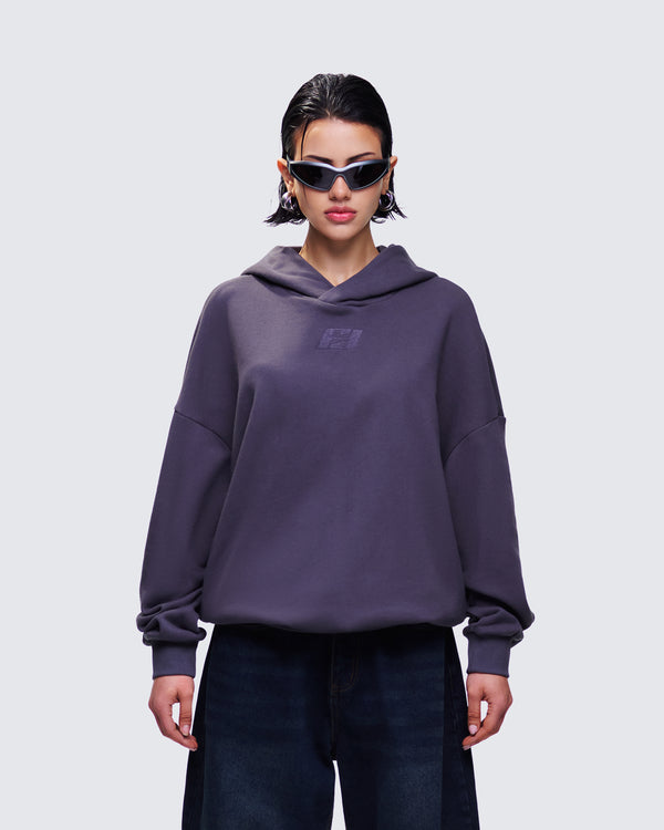 Finesse Azariah Grey Oversized Hoodie Top