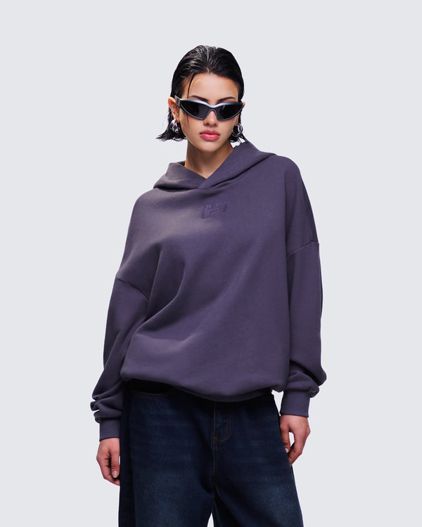 Finesse Azariah Grey Oversized Hoodie Top