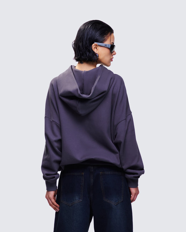 Finesse Azariah Grey Oversized Hoodie Top