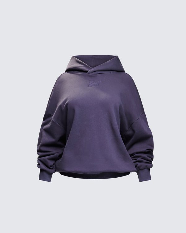 finesse Azariah Grey Oversized Hoodie Top