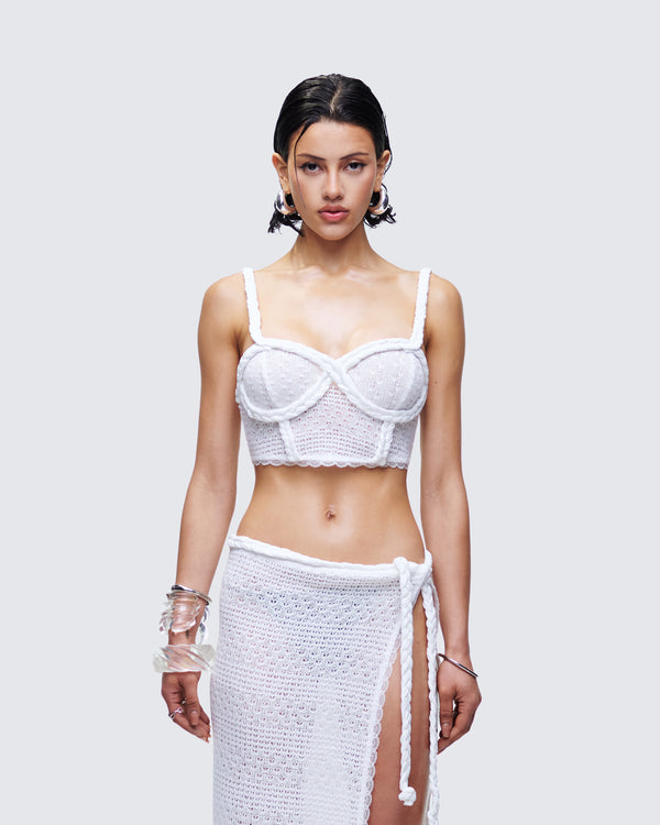 Finesse Azra Ivory Braided Cropped Top