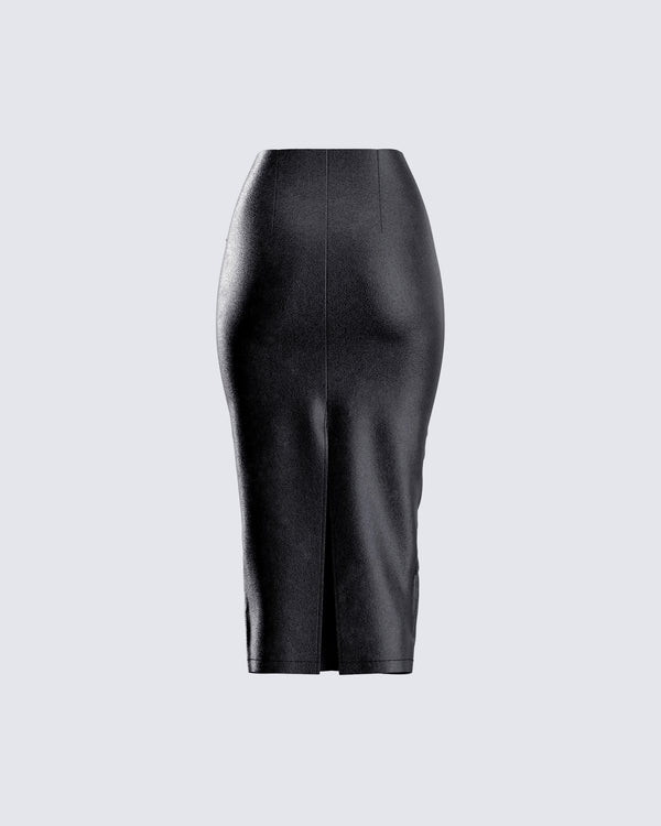 Finesse Badu Black Vegan Leather Skirt