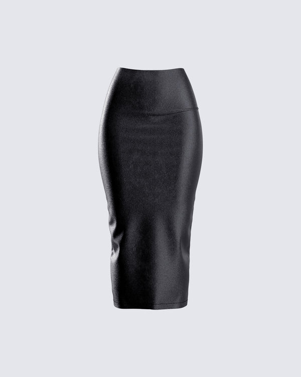 finesse Badu Black Vegan Leather Skirt