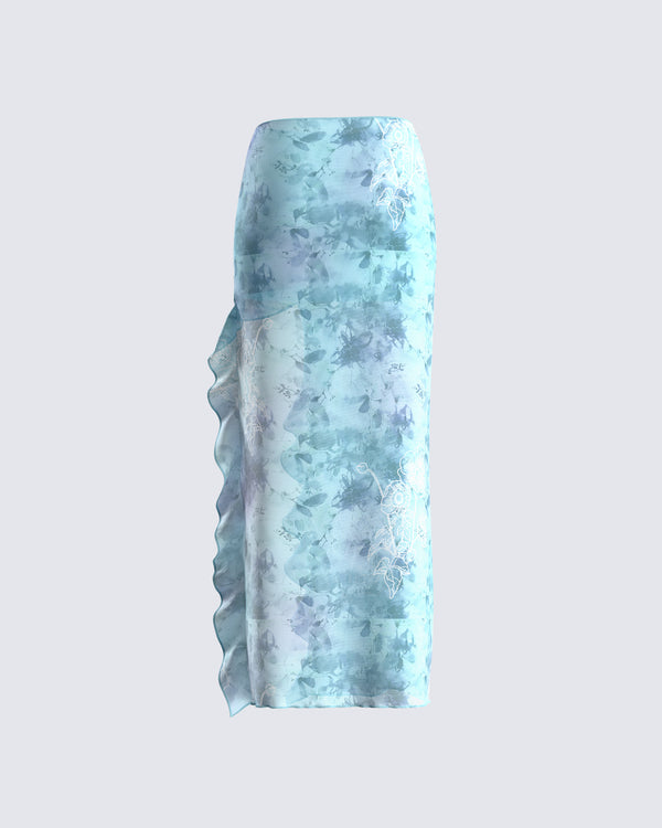 Finesse Bahia Mint Floral Print Skirt