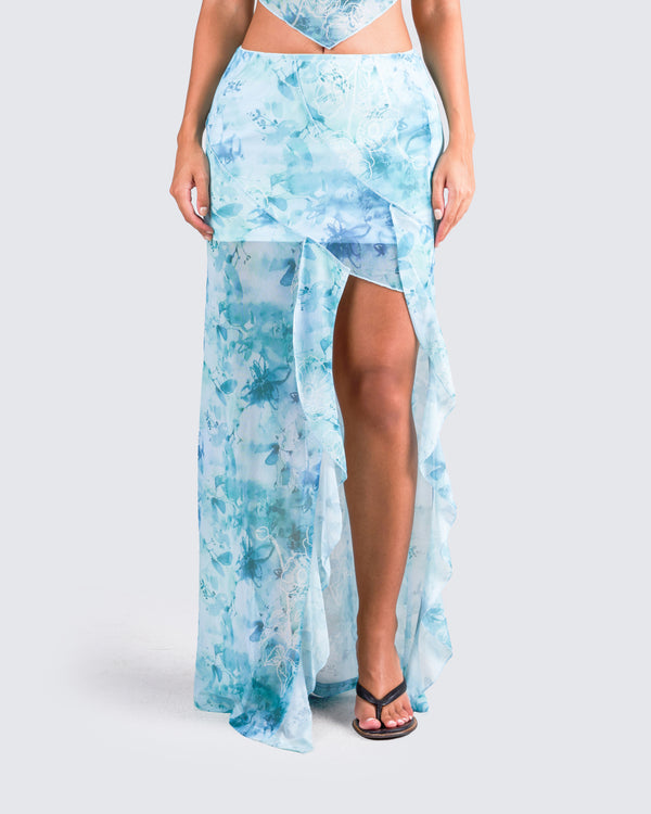 Finesse Bahia Mint Floral Print Skirt