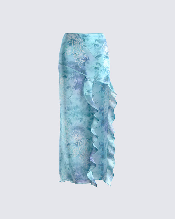 finesse Bahia Mint Floral Print Skirt