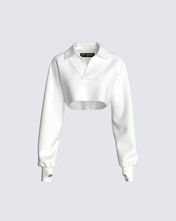 finesse Bella Paradise Cropped Collared Pullover