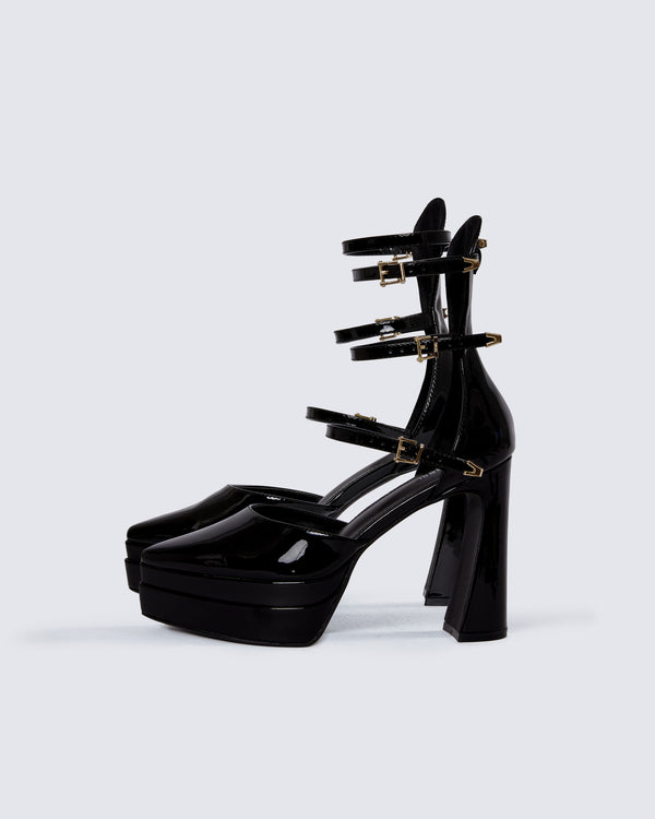 Finesse Bernadine Black Platform Heels