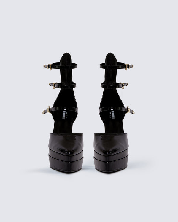 finesse Bernadine Black Platform Heels