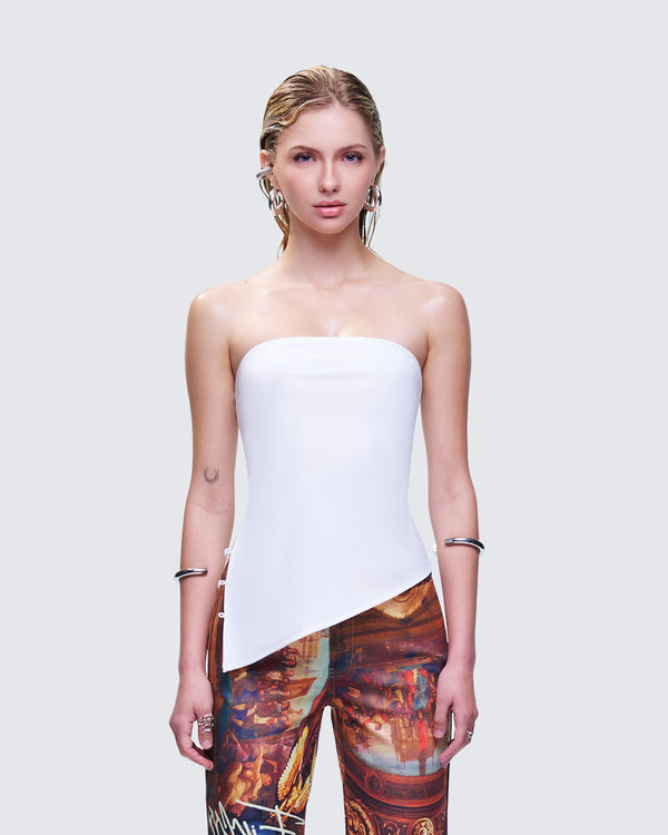 Finesse Bessie Ivory Asymmetrical Top