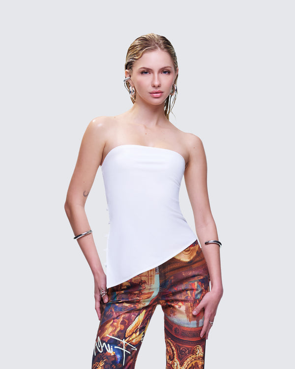 Finesse Bessie Ivory Asymmetrical Top