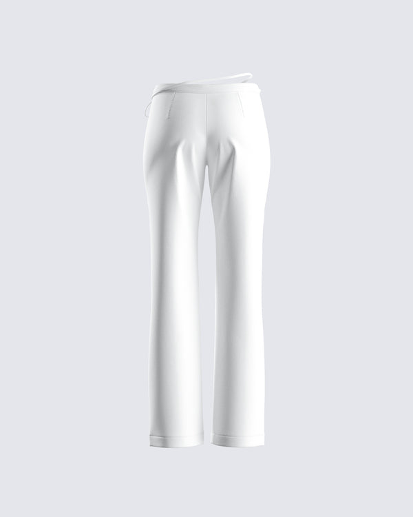 Finesse Bessie Ivory Low Rise Tie Pant