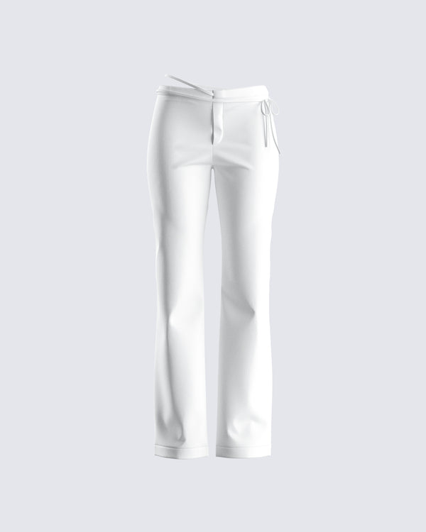 finesse Bessie Ivory Low Rise Tie Pant