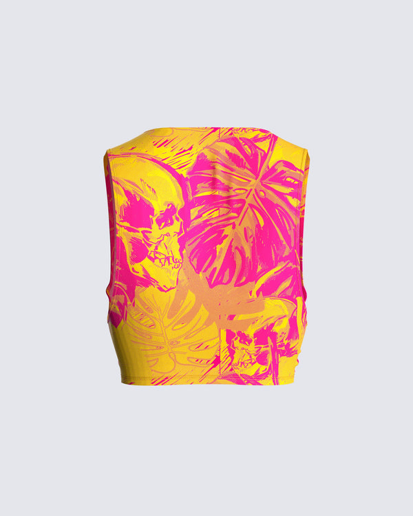 Finesse Beverly Tropical Print Top