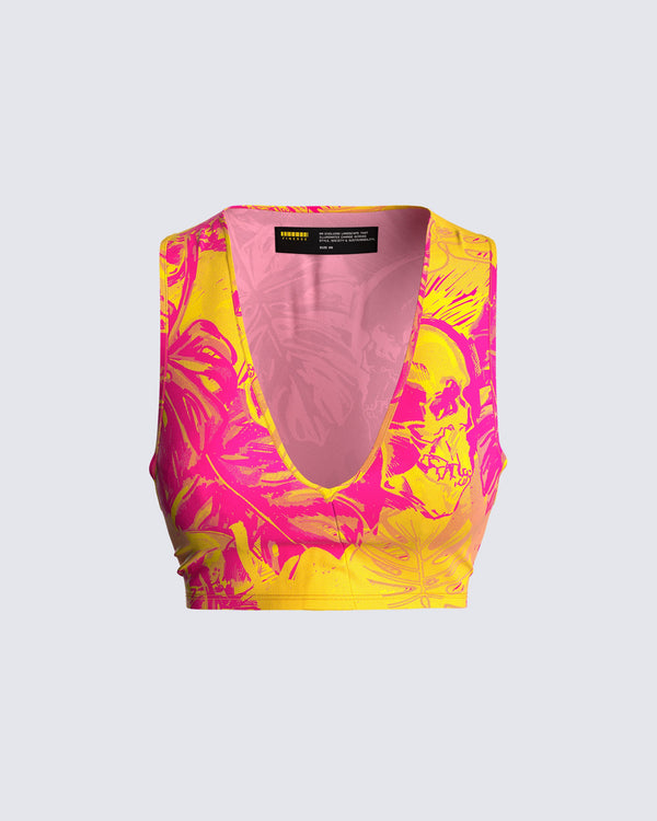 finesse Beverly Tropical Print Top