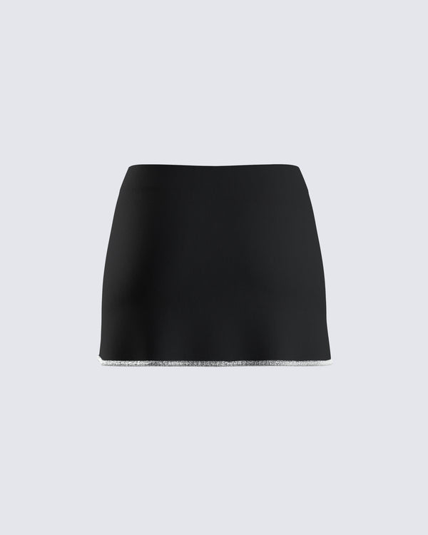 Finesse Birgit Black Rhinestone Mini Skirt