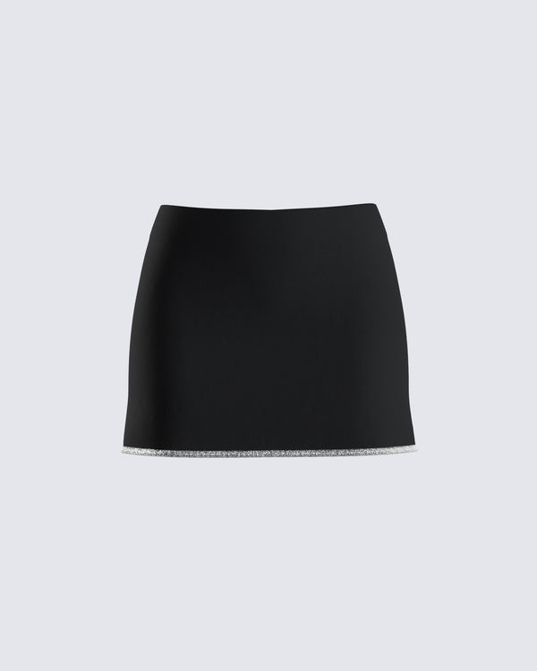 finesse Birgit Black Rhinestone Mini Skirt