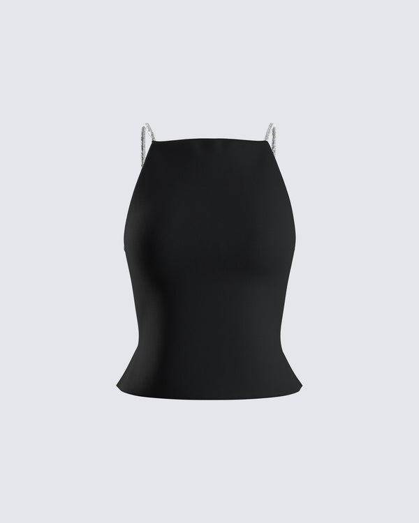 finesse Birgit Black Rhinestone Top
