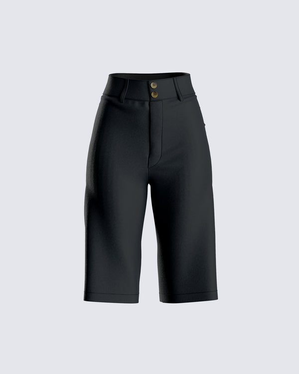 finesse Birna Black Crepe Bermuda Shorts