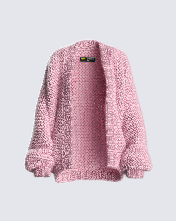 finesse Blaise Pink Chunky Hand Knit Cardigan