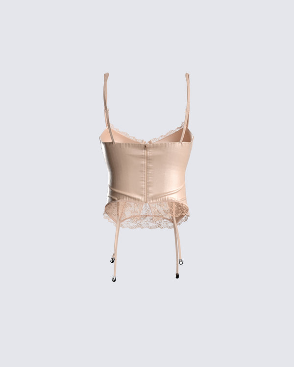 Finesse Blythe Peach Strappy Corset Top