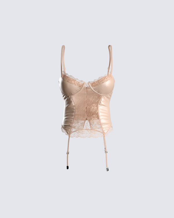 finesse Blythe Peach Strappy Corset Top