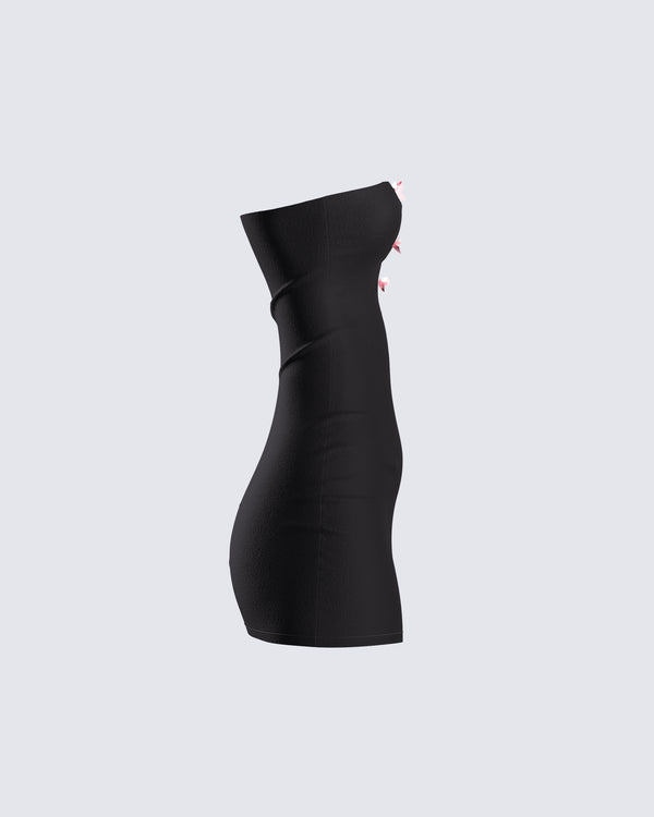 Finesse Bodhi Black Satin Bow Mini Dress