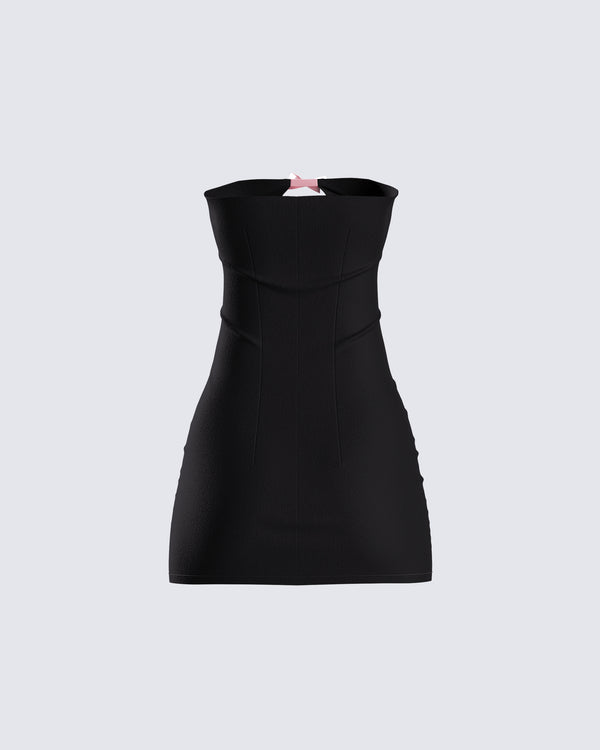 Finesse Bodhi Black Satin Bow Mini Dress