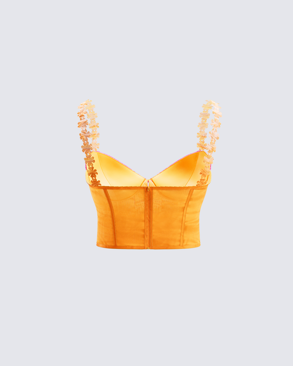 Finesse Bonnie Orange Corset Top