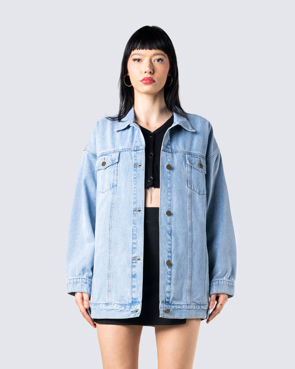 Finesse Bree Blue Denim Oversize Jacket