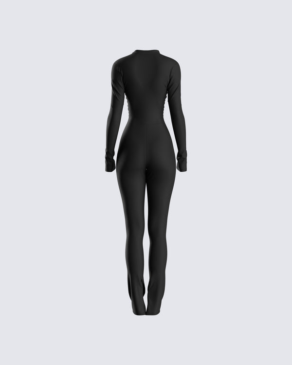 Finesse Brianna Black Zip Up Jumpsuit