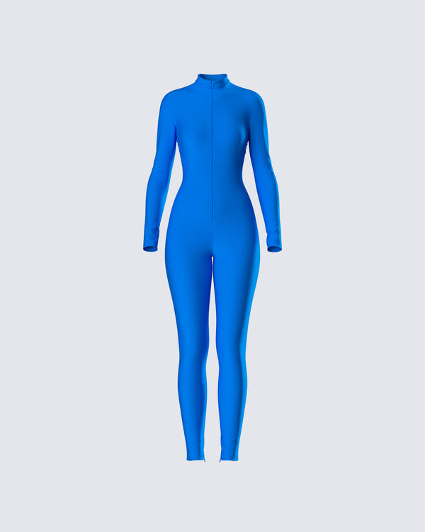 finesse Brianna Blue Zip Up Jumpsuit
