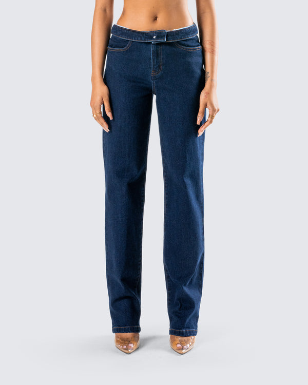 Finesse Briar Blue Low Waist Denim Pant