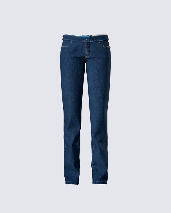 finesse Briar Blue Low Waist Denim Pant