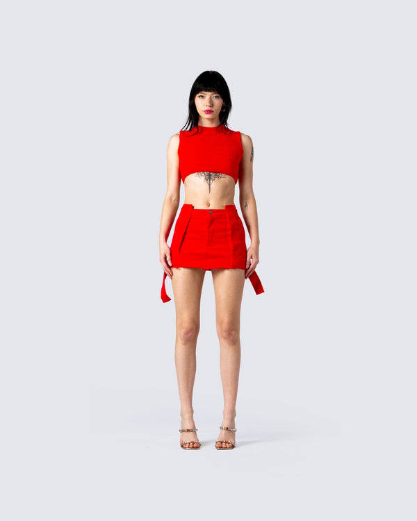 Finesse Brielle Red Cropped Top