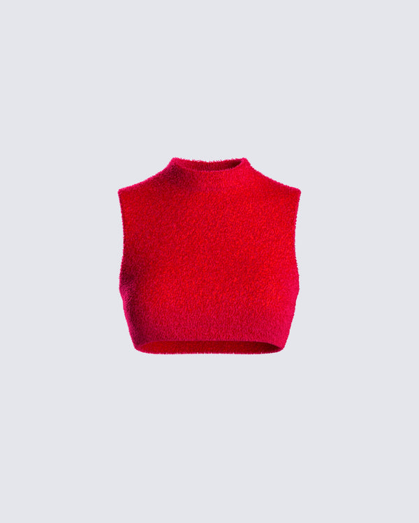 finesse Brielle Red Cropped Top