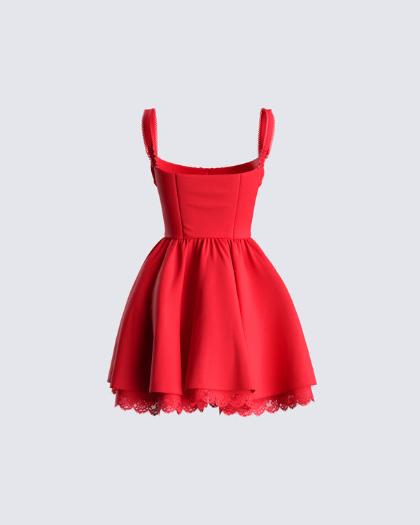 Finesse Brit Red Poplin Mini Dress