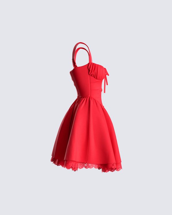 Finesse Brit Red Poplin Mini Dress