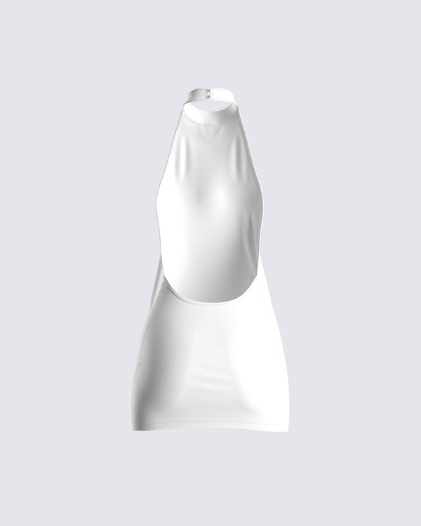 Finesse Brittany White Halter Mini Dress