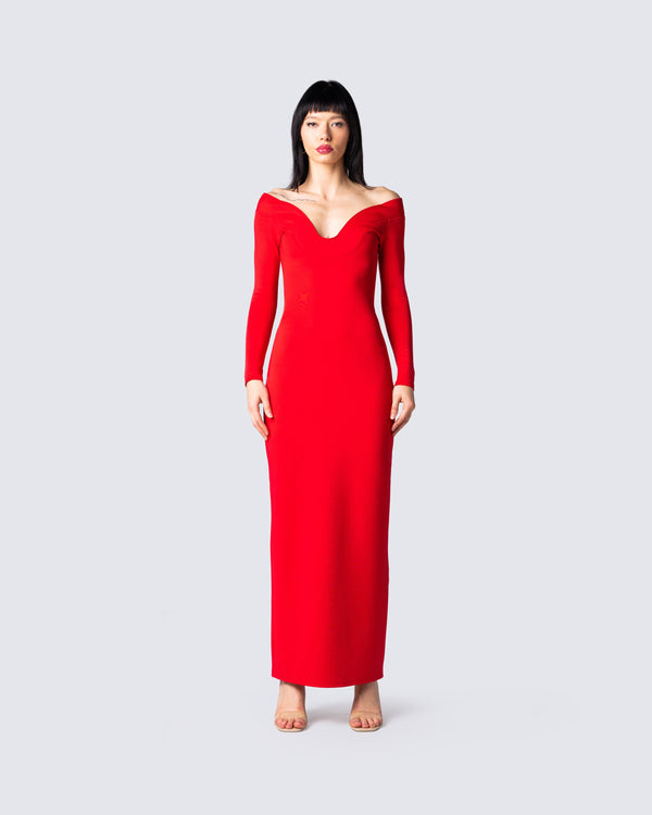 Finesse Brooke Red Maxi Dress