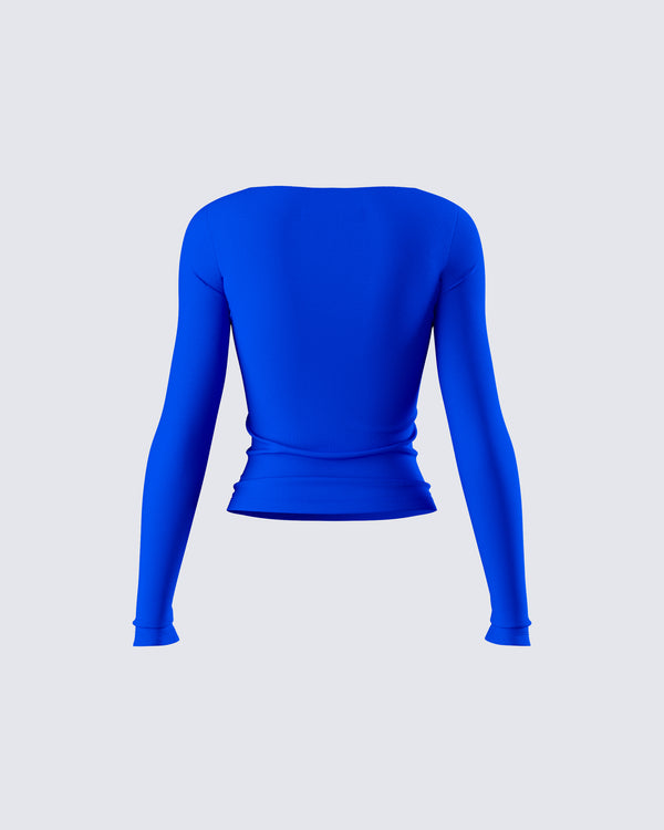 Finesse Brynee Blue Long Sleeve Top