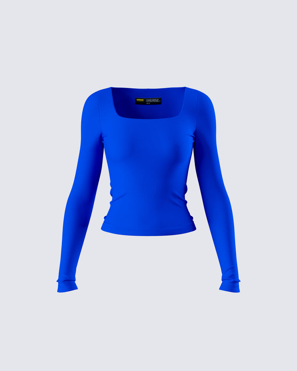 finesse Brynee Blue Long Sleeve Top