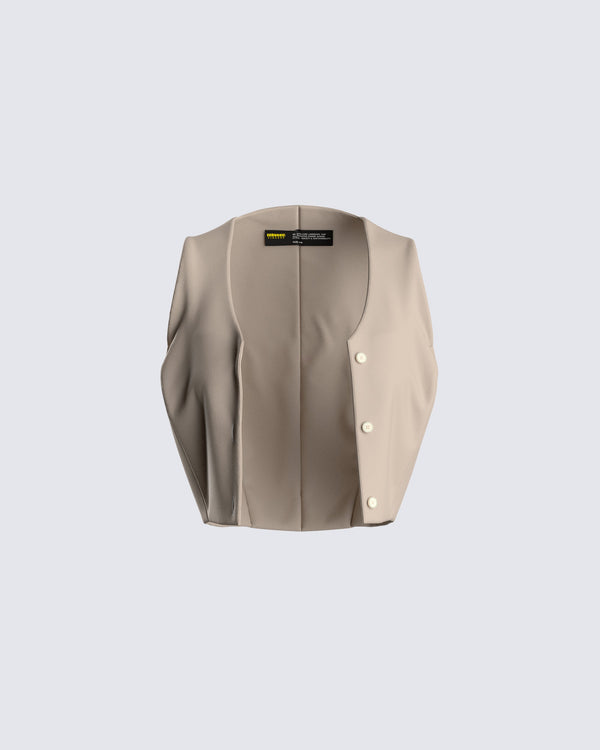 finesse Cady Tan Cropped Vest