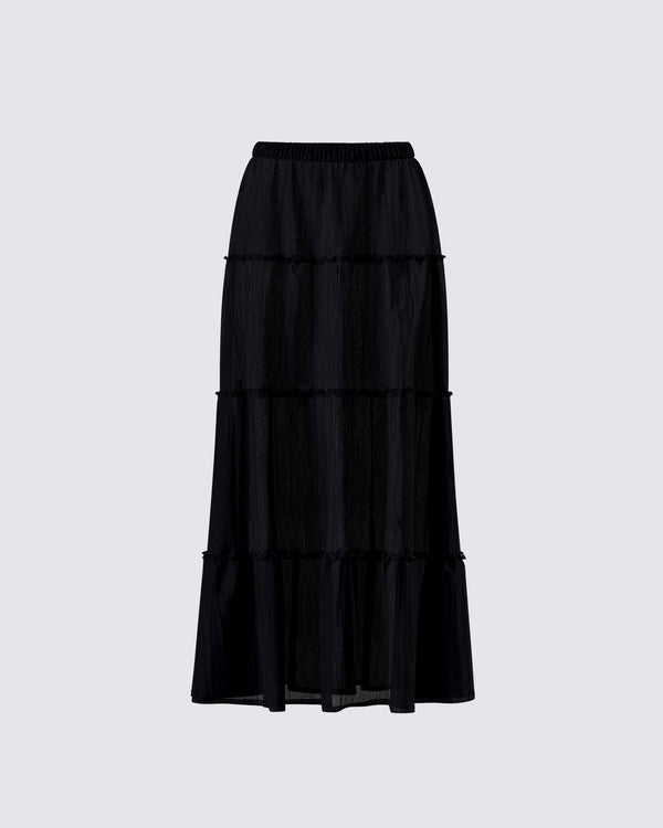 finesse Cailin Black Tiered Maxi Skirt