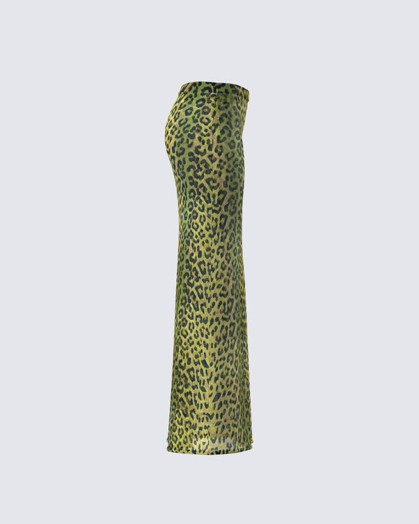 Finesse Calista Lime Leopard Maxi Skirt