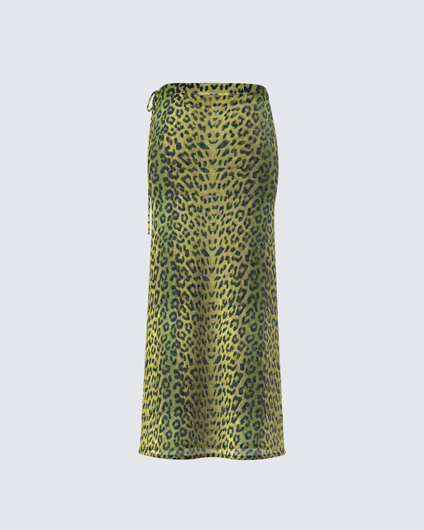 Finesse Calista Lime Leopard Maxi Skirt