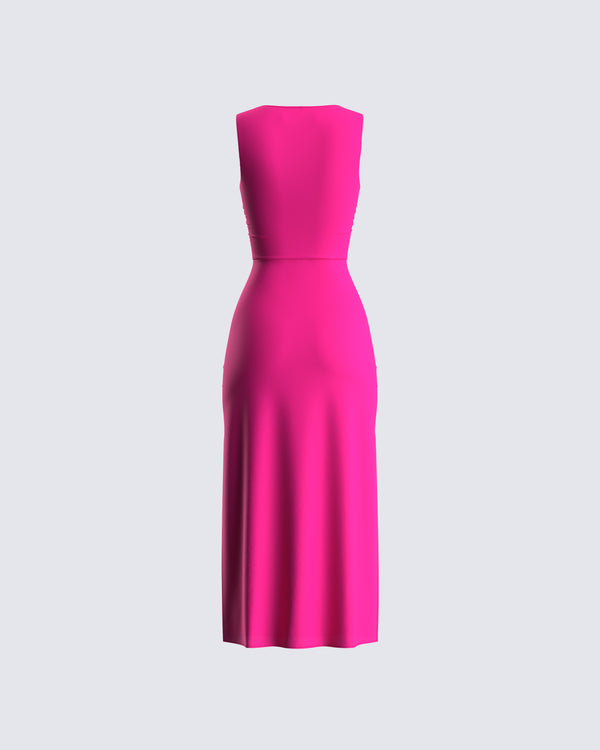 Finesse Calliope Hot Pink Midi Dress