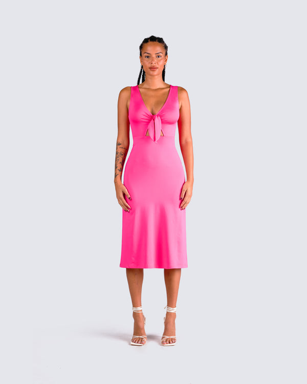 Finesse Calliope Hot Pink Midi Dress