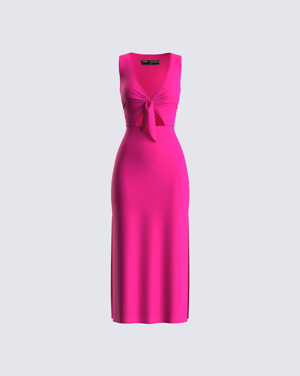 finesse Calliope Hot Pink Midi Dress